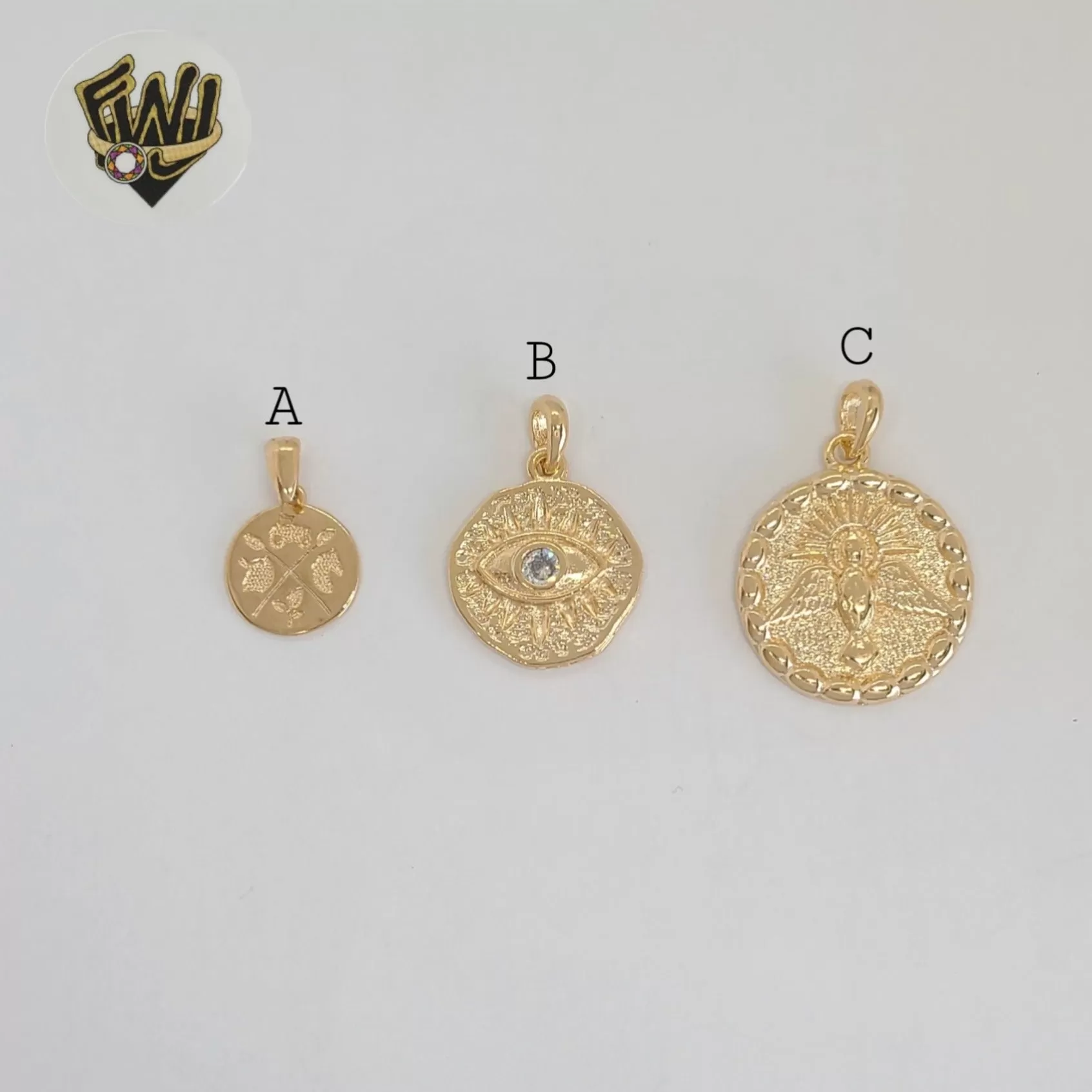 (1-2372) Gold Laminate - Medal Pendants - BGF