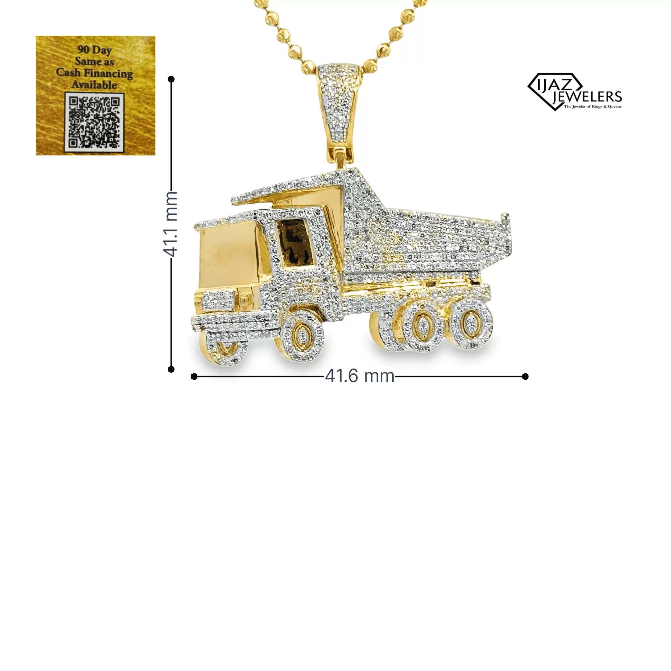 10K Gold 1 5/8 CTW Diamond Dump Truck Charm