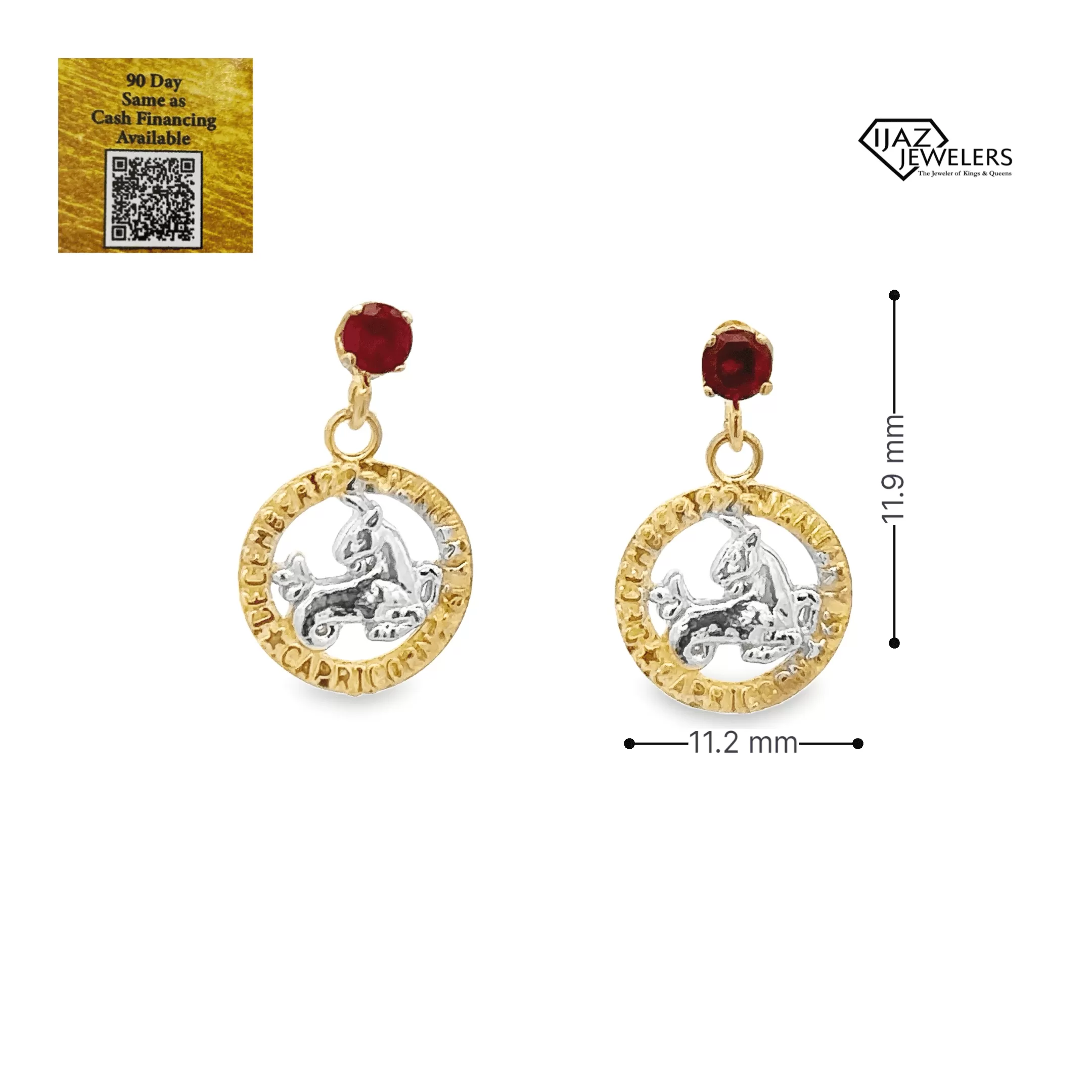 10K Gold Zodiac Capricorn Earrings