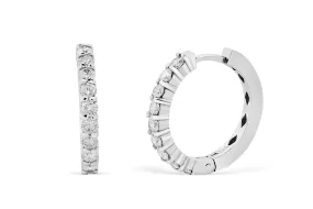 1.33 CT TW Round Diamond Hoop Earrings 14K White Gold DER002