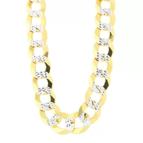 14k 2 Tone Yellow And White Gold Curb Chain Necklace, 11.2mm