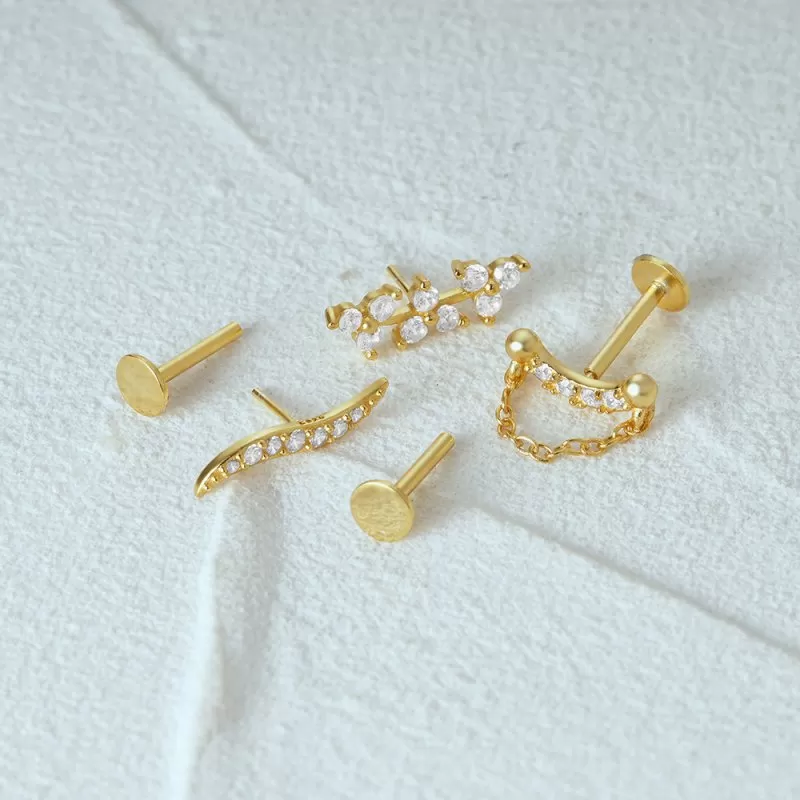 14k Gold Dainty Olive Leaf Flat Back Earrings