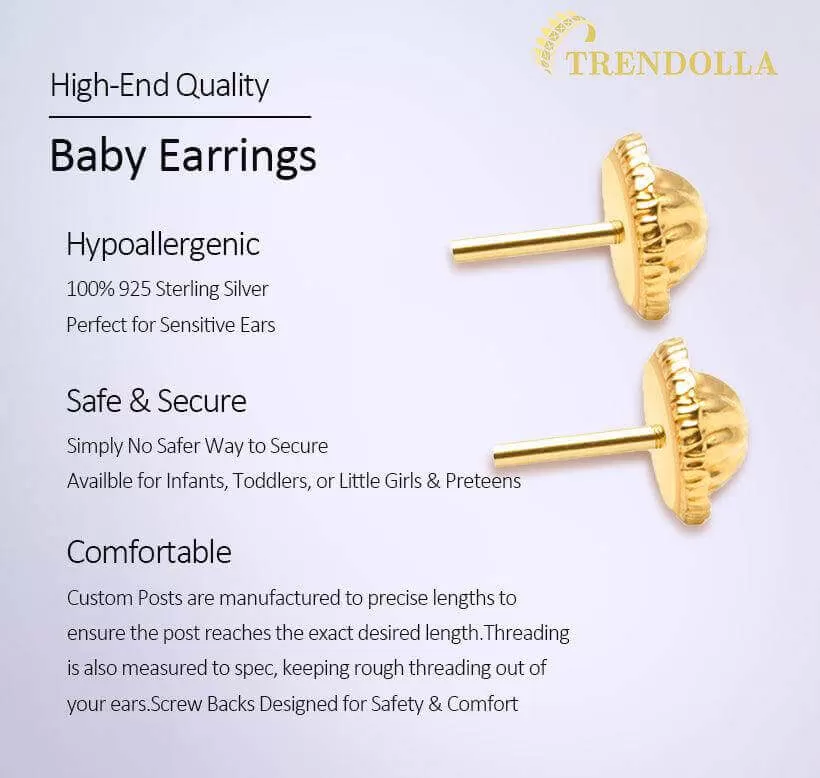 14k Gold Plated Butterflies Baby Children Screw Back Earrings