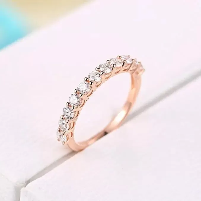 14k Rose Gold Anniversary Ring / Wedding Band 0.8ct Total