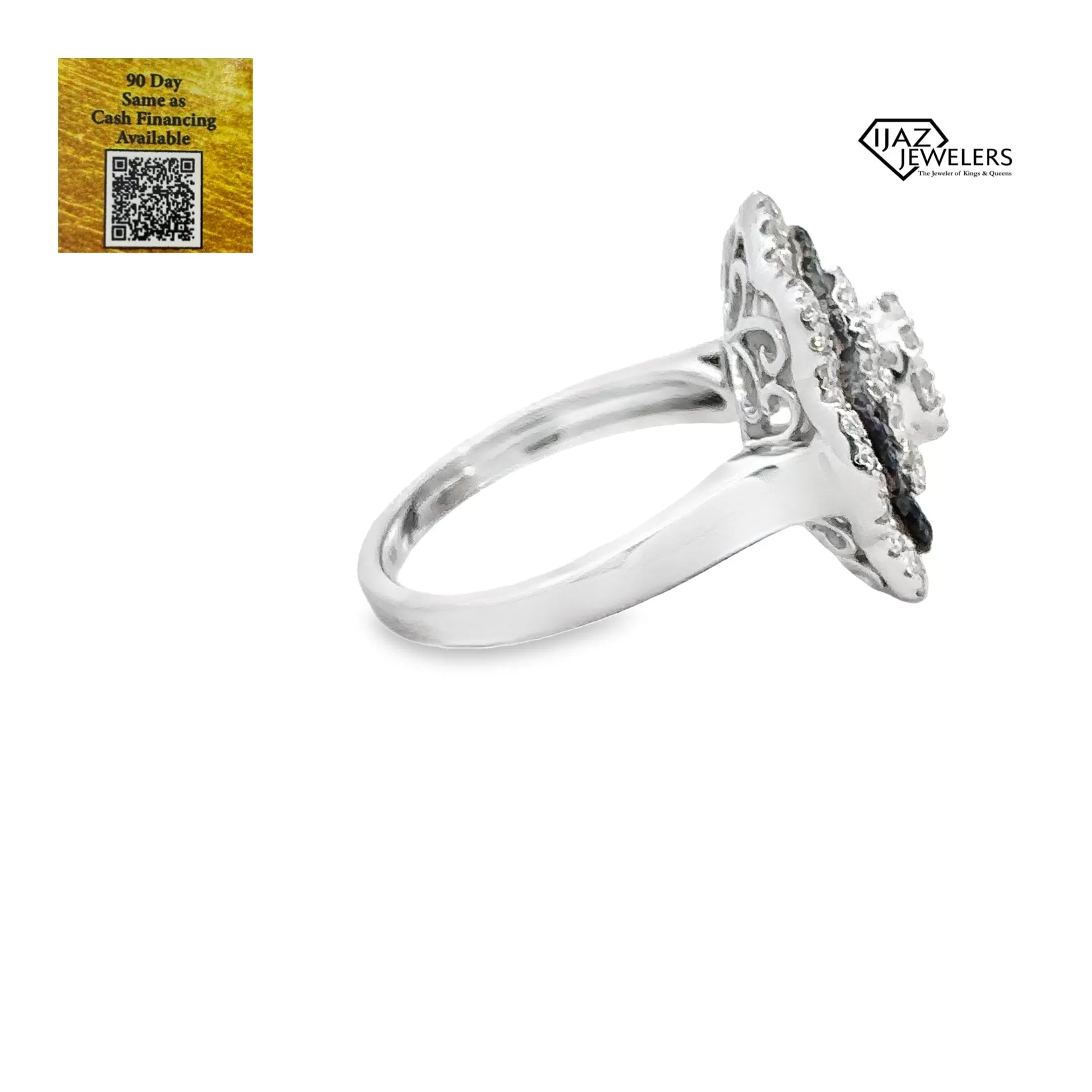 14K White Gold Diamond Sapphire Ring