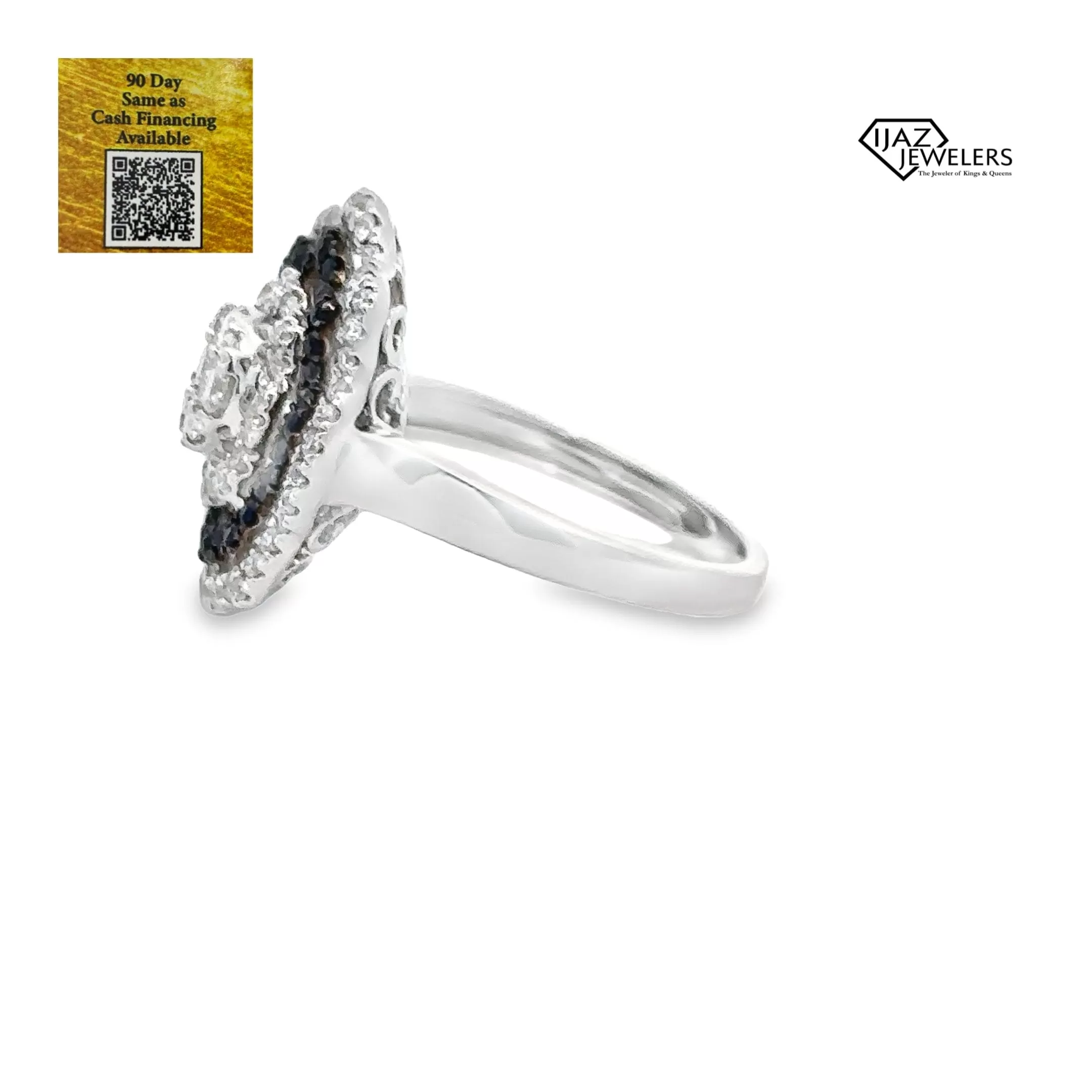 14K White Gold Diamond Sapphire Ring