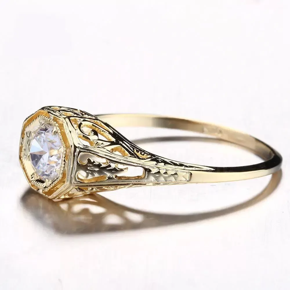 14k Yellow Gold Vintage / Unique Moissanite Ring 0.4ct