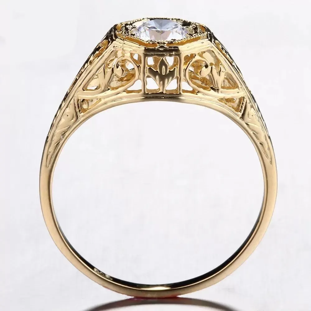 14k Yellow Gold Vintage / Unique Moissanite Ring 0.4ct