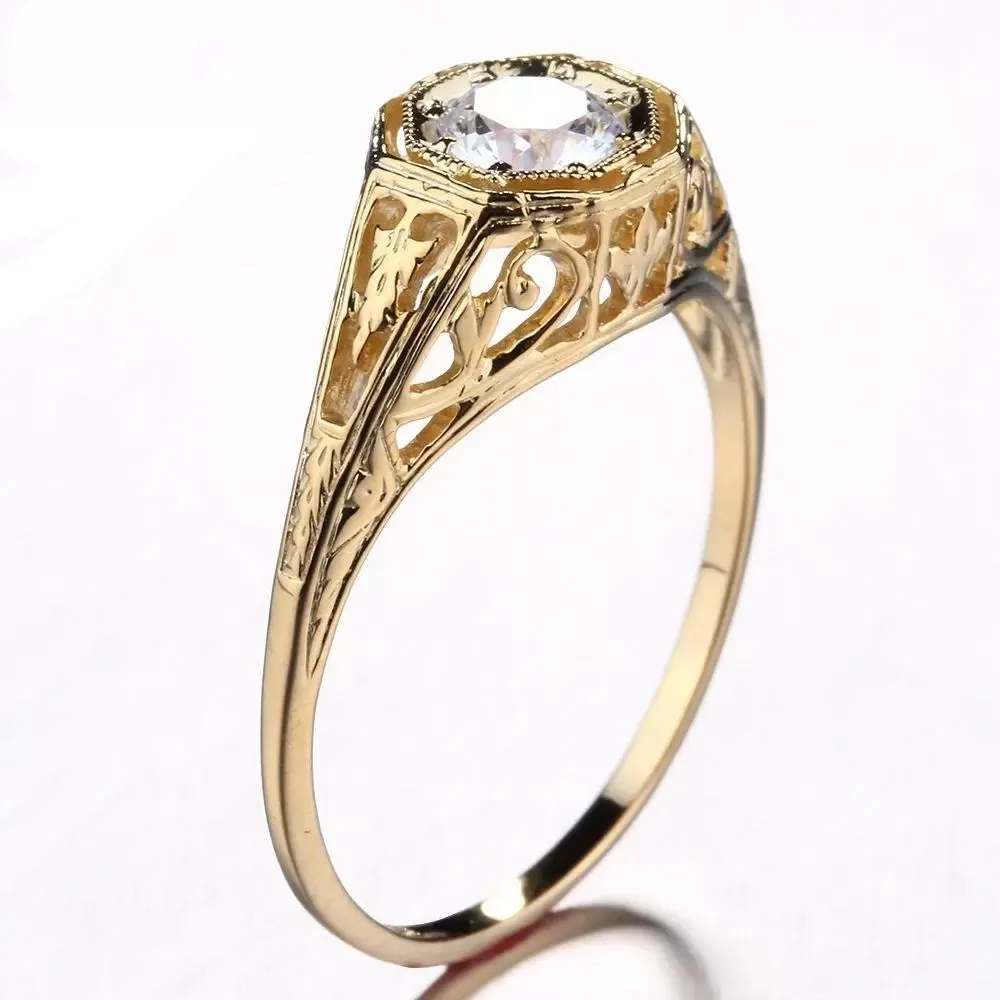 14k Yellow Gold Vintage / Unique Moissanite Ring 0.4ct