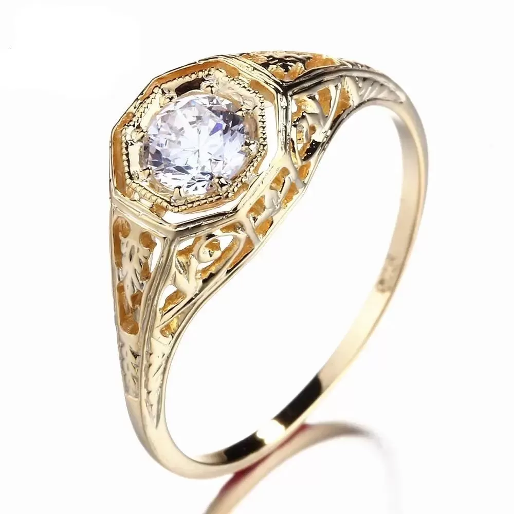 14k Yellow Gold Vintage / Unique Moissanite Ring 0.4ct