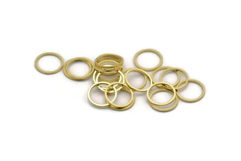 14mm Circle Connectors - 50 Raw Brass Circle Connectors (14x1x0.80mm) A6165