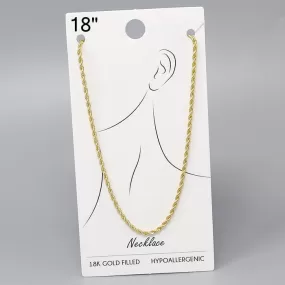 18K Gold Filled Rope Chain Necklace - 18"