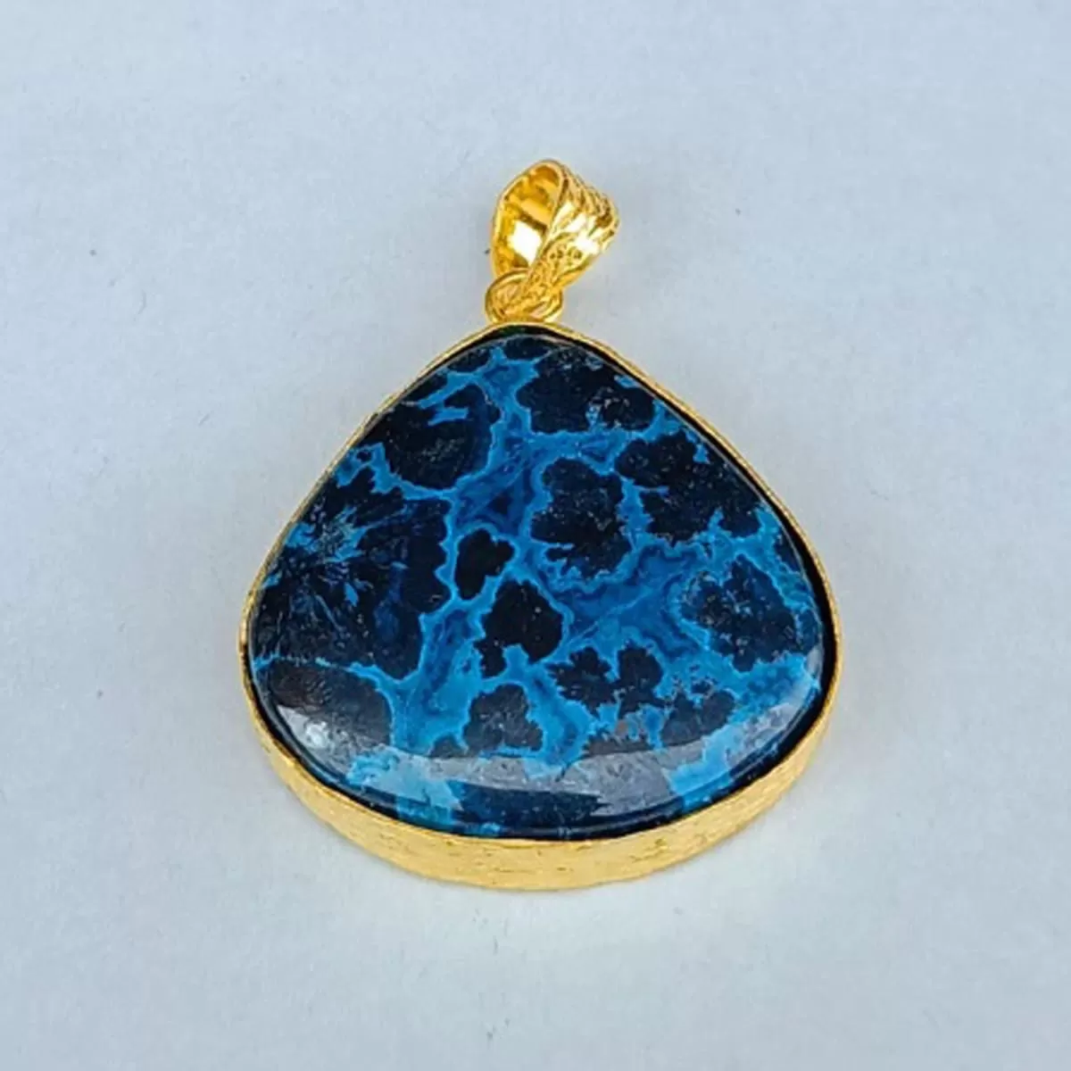 18K Gold Plated Triangle Shape Agate Cabochon Gemstone Designer Pendant