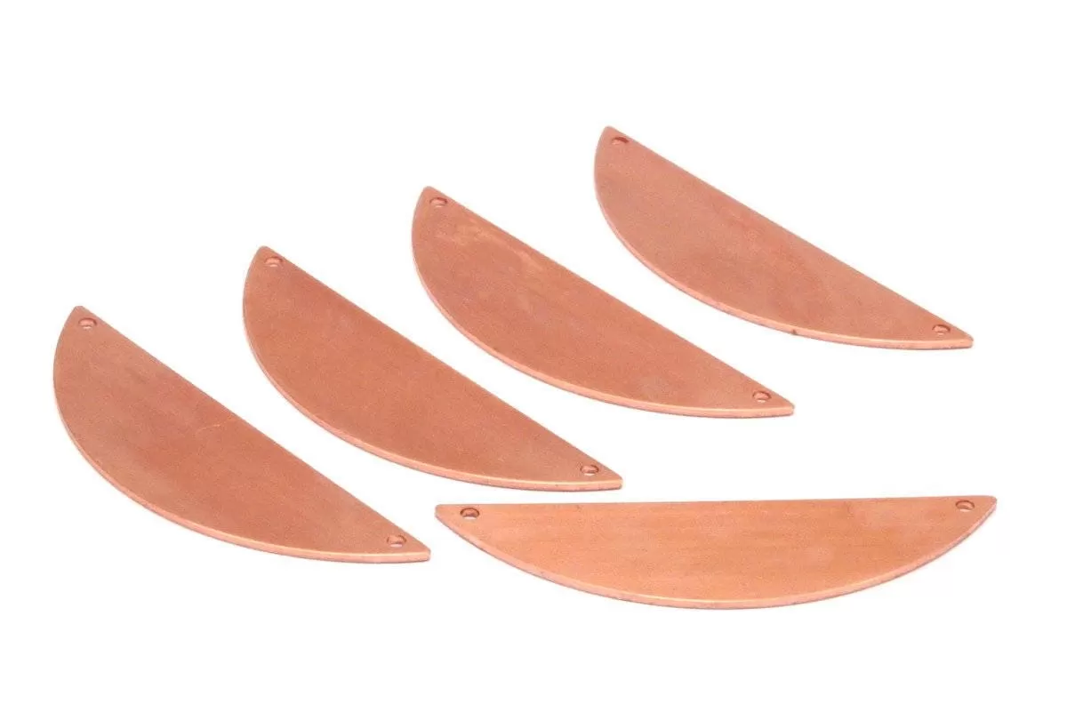 6 Raw Copper Semi Circle Blanks (51x15x0.80) A0784