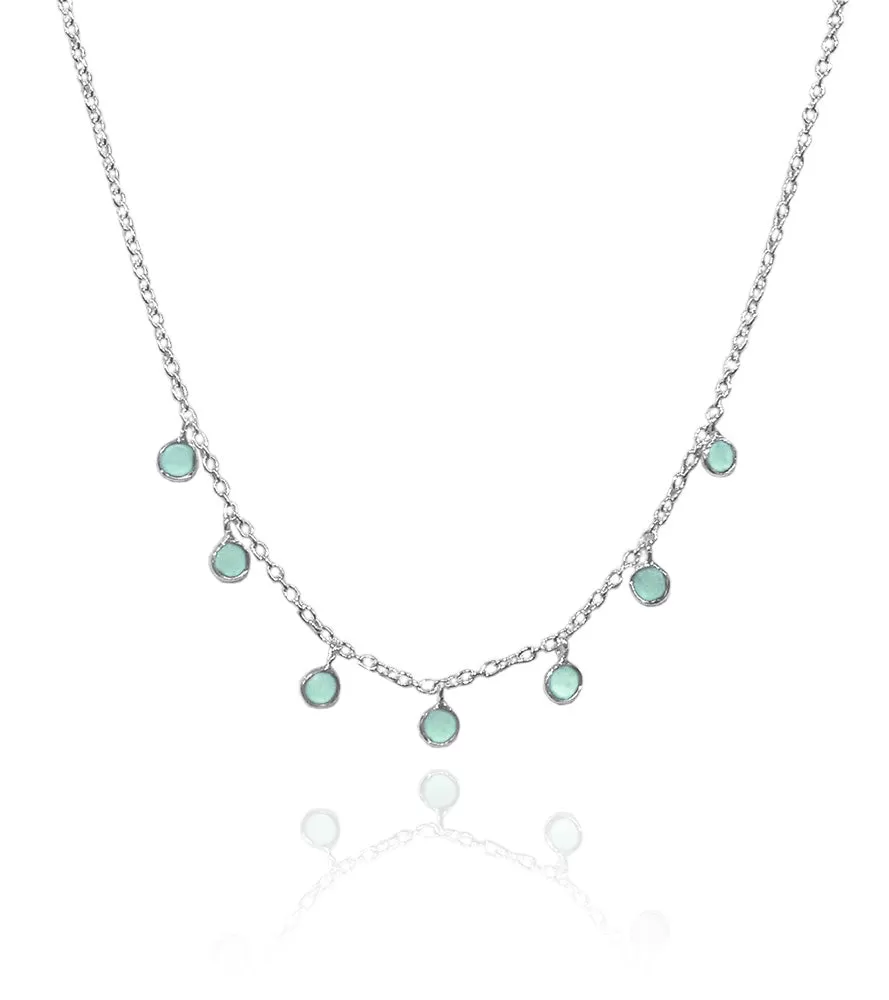 7 Stone Kathak Necklace Aqua Chalcedony