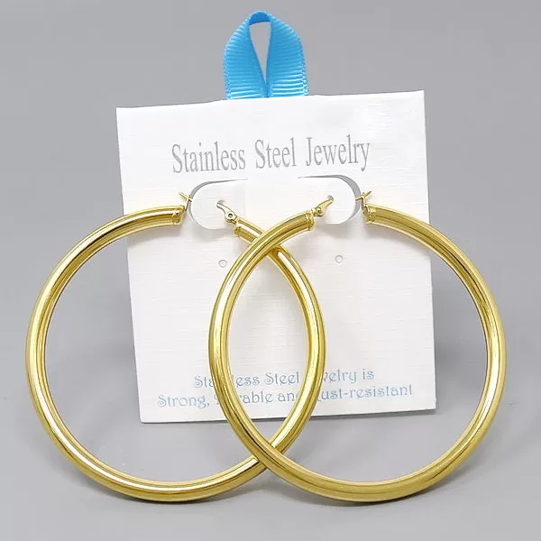 70 MM Stainless Steel Tube Hoop Earrings