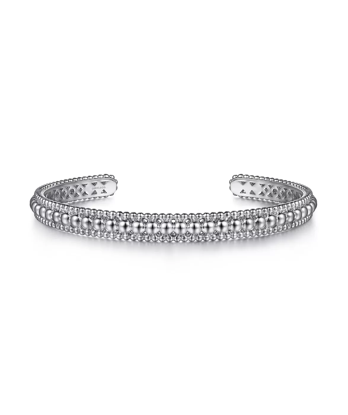 925 Sterling Silver Bujukan Beaded Open Bangle