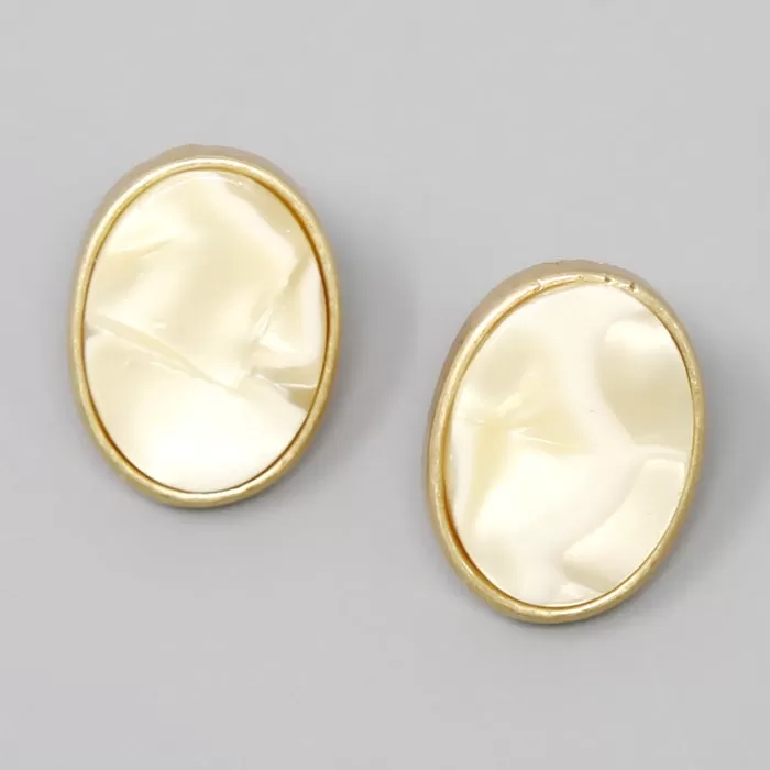 Acetate Oval Shape Stud Earrings