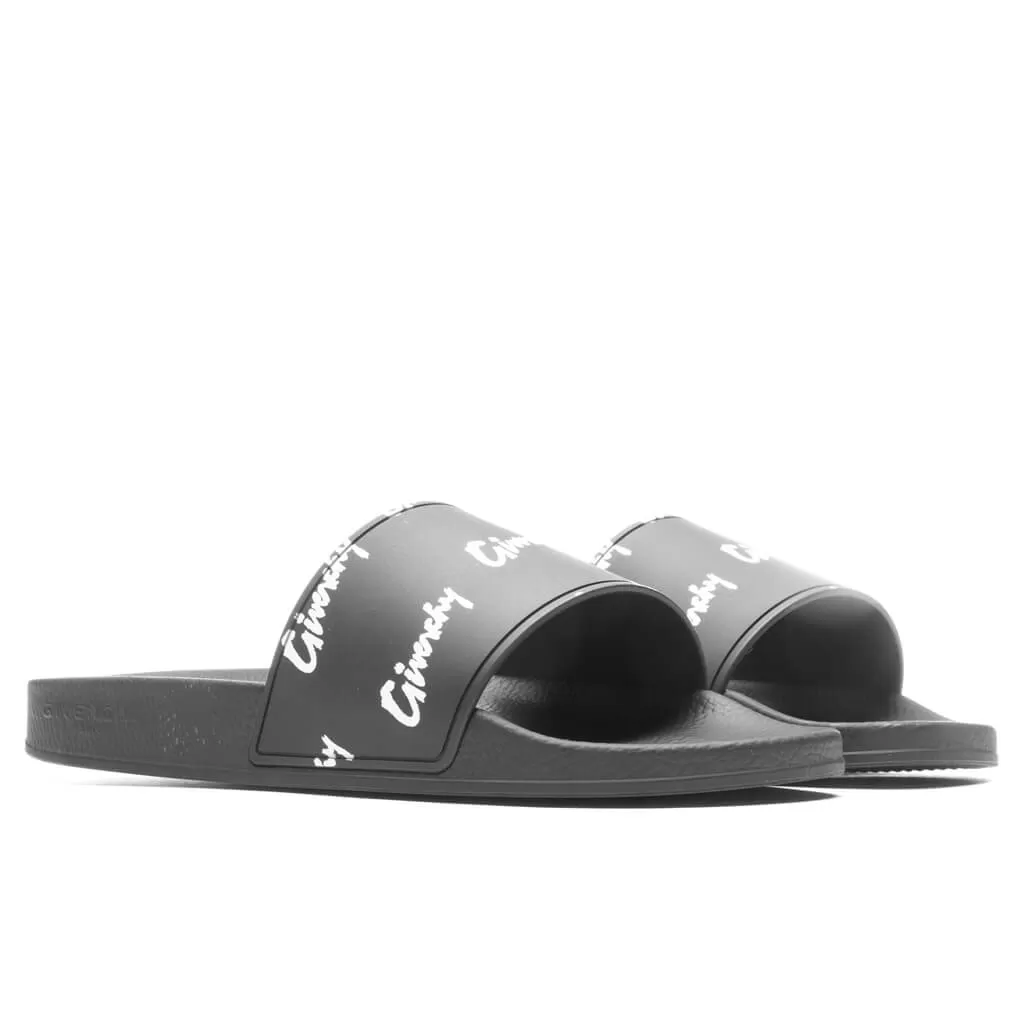 All Over Print Flat Sandals - Black/White