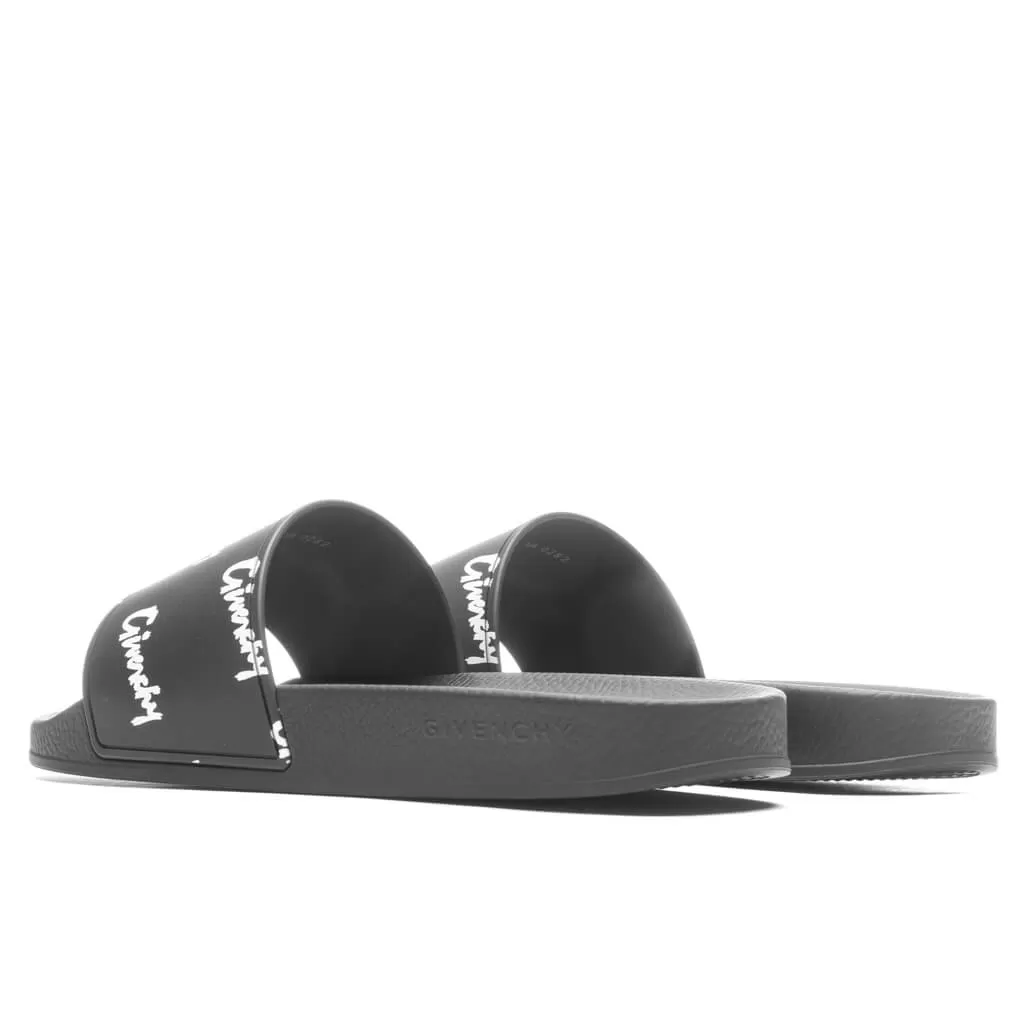 All Over Print Flat Sandals - Black/White