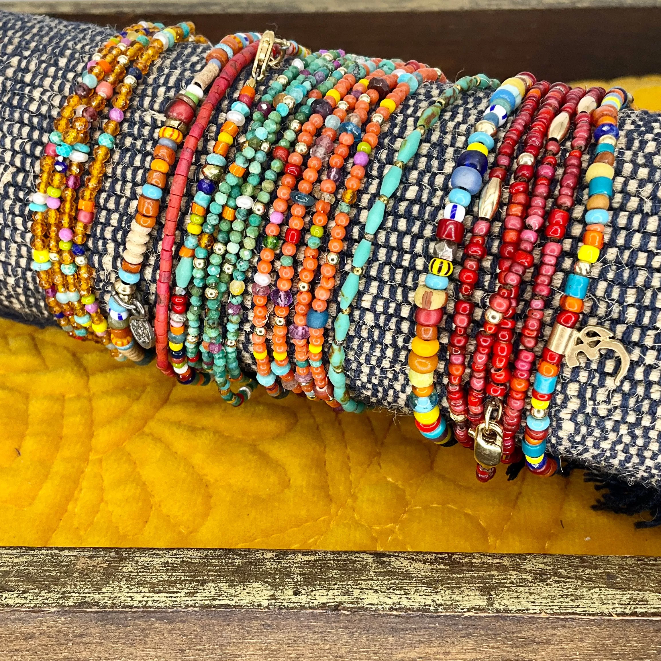 Amber Confetti Wrap Bracelet