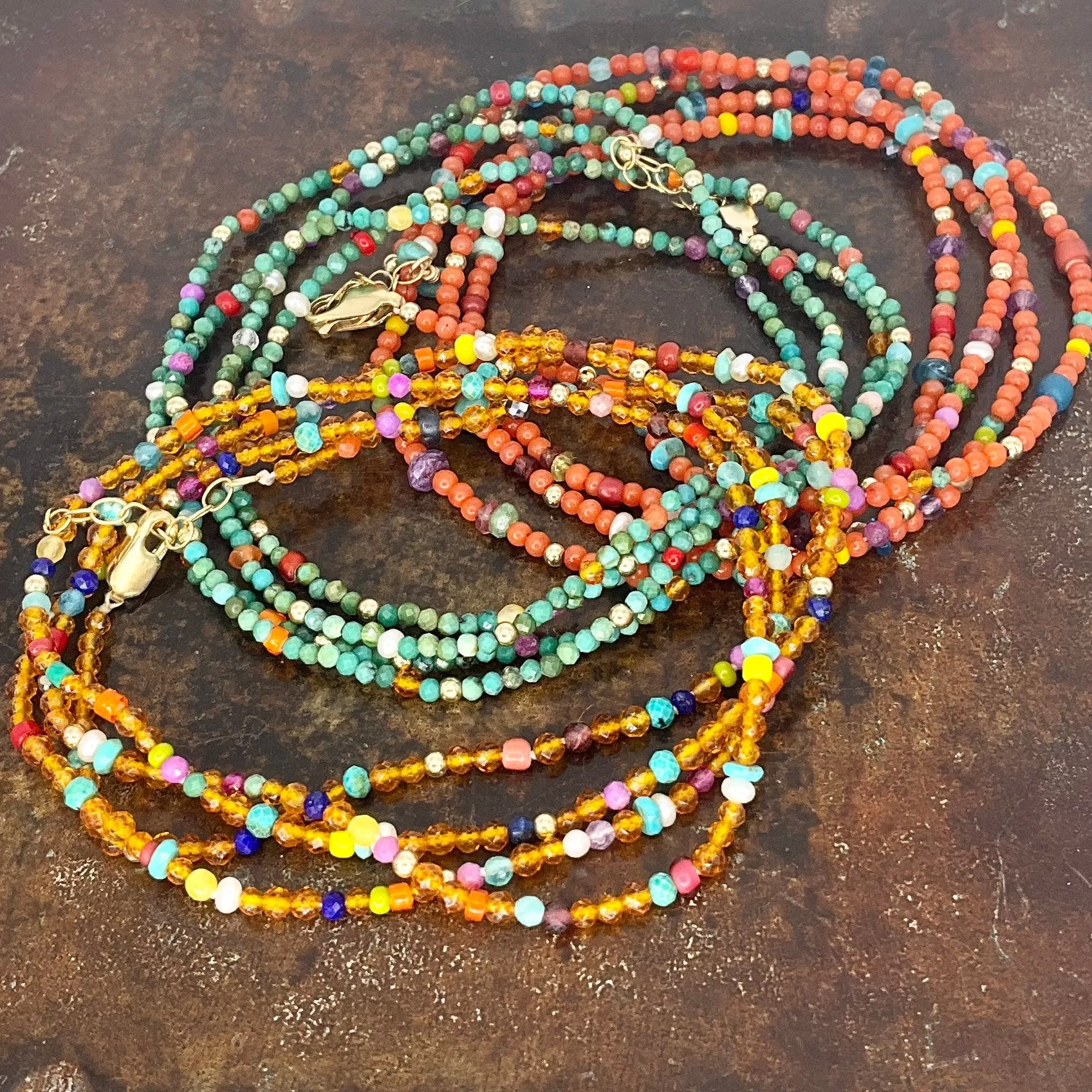 Amber Confetti Wrap Bracelet