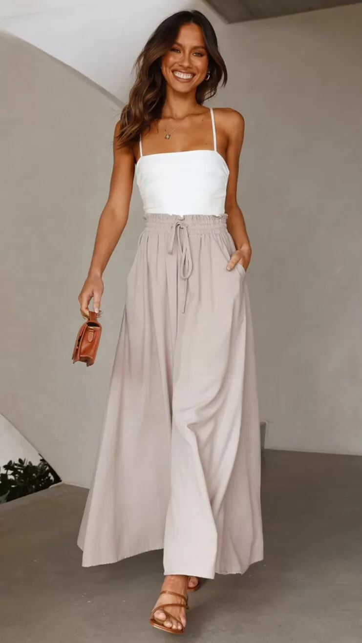 Ashore Shop Summer Wide Leg Pants Loose Casual Fashion Trousers Women Fashion Solid Color Lace-Up Pants