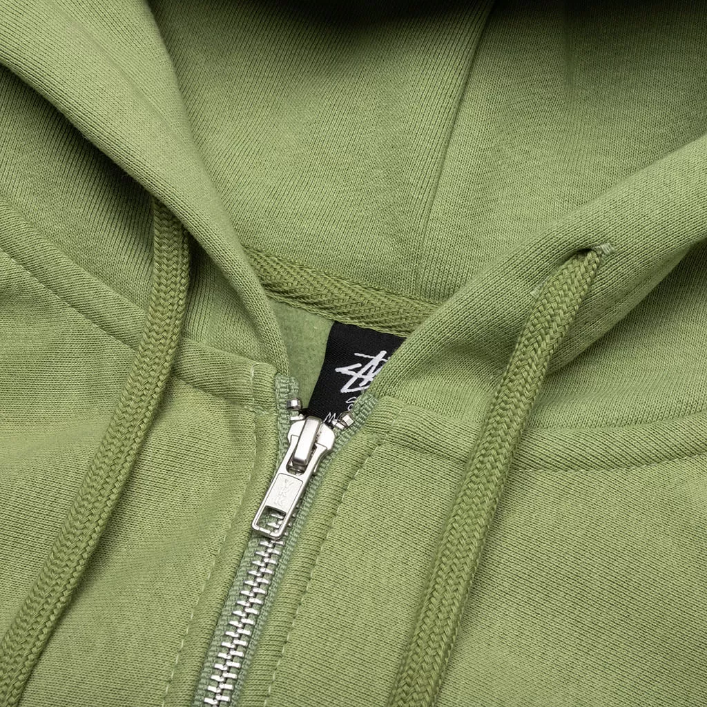 Basic Stussy Zip Hood - Moss