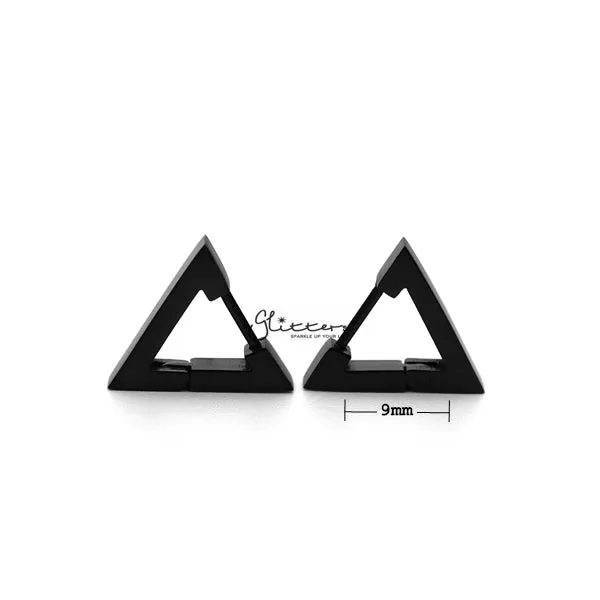 Black Titanium IP Stainless Steel Triangle Huggie Hoop Earrings