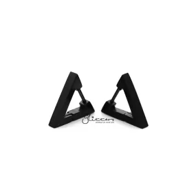 Black Titanium IP Stainless Steel Triangle Huggie Hoop Earrings