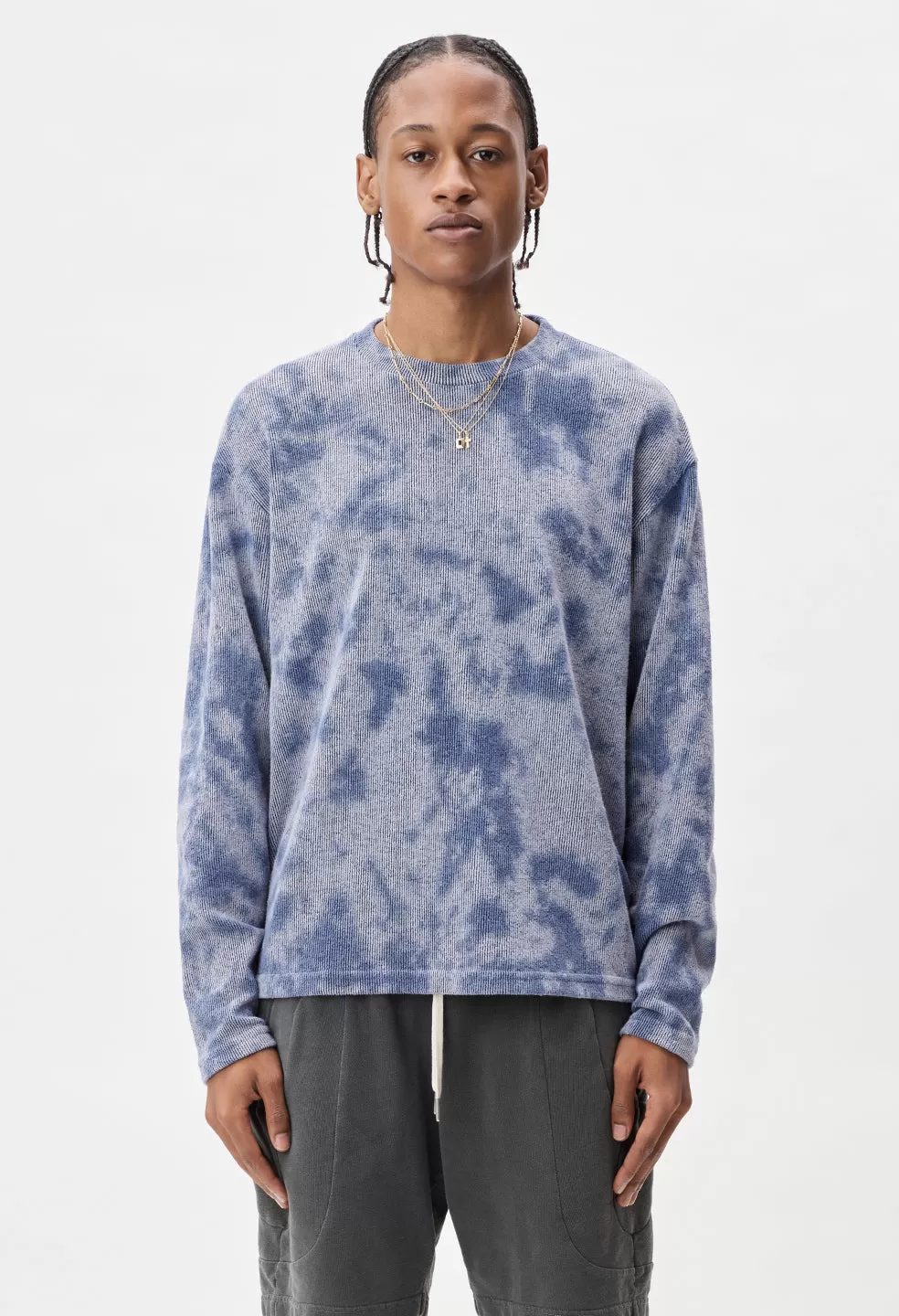 Block Terry Crewneck / Blue Ghost Dye