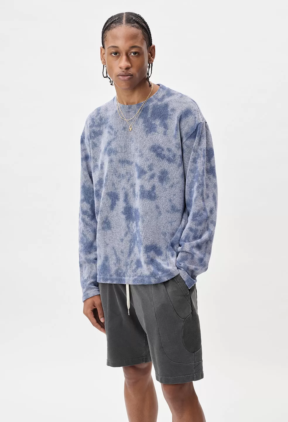 Block Terry Crewneck / Blue Ghost Dye