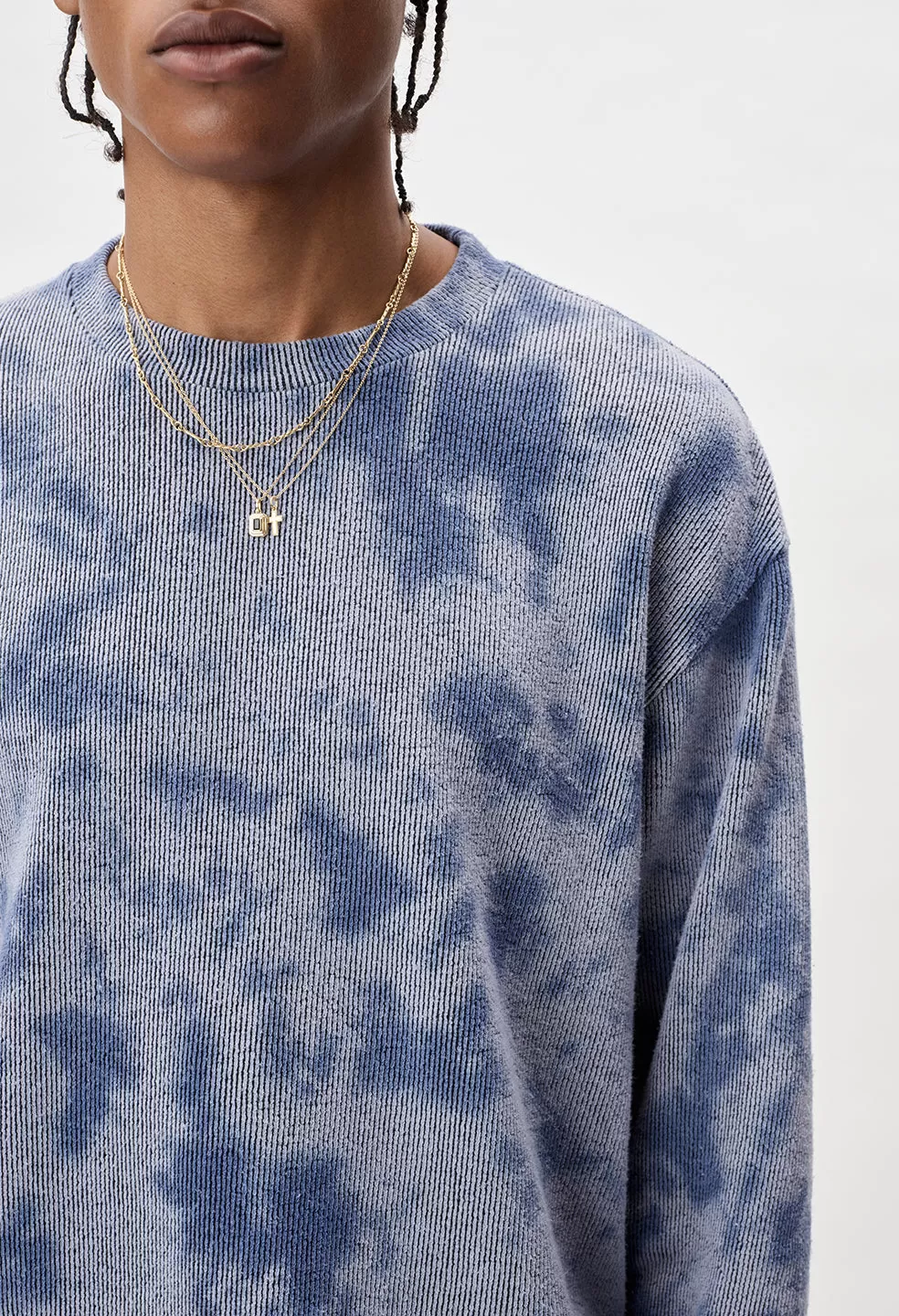 Block Terry Crewneck / Blue Ghost Dye