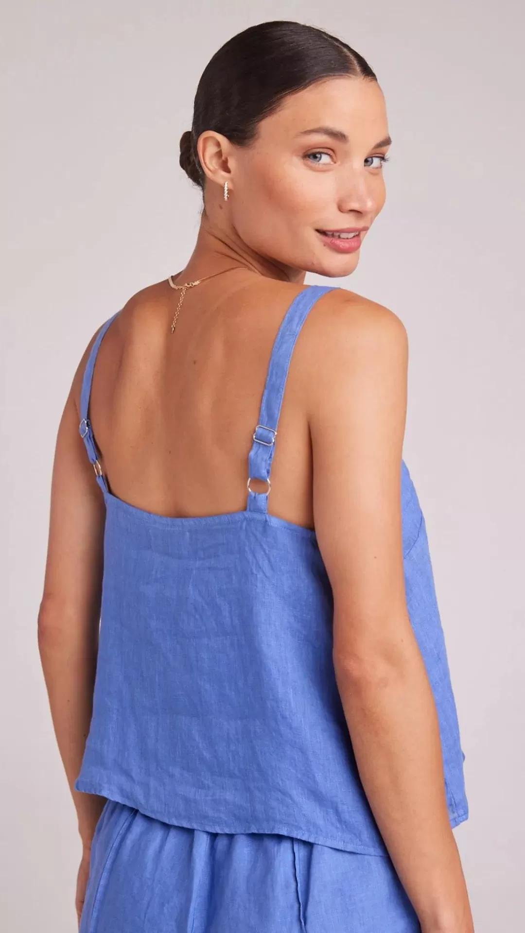 Button Front Cami - Bahia Blue