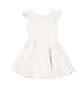 By Debra Girls White/Silver Flutter Sleeve Fit and Flare Dress