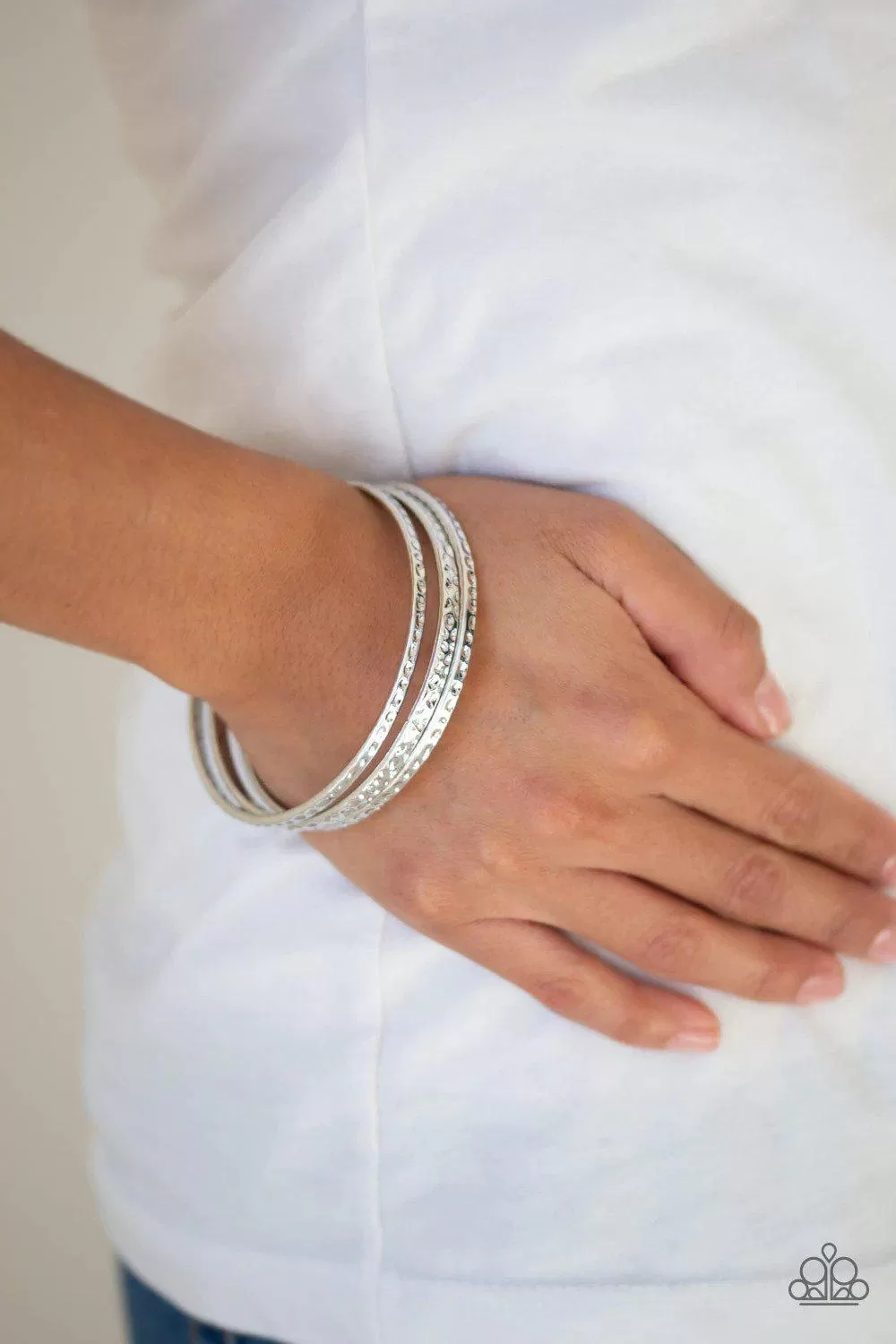 Casually Couture Silver Bangle Bracelet - Paparazzi Accessories