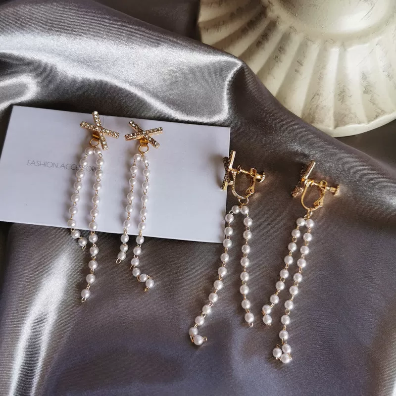 Chain Pearl Earrings for Women