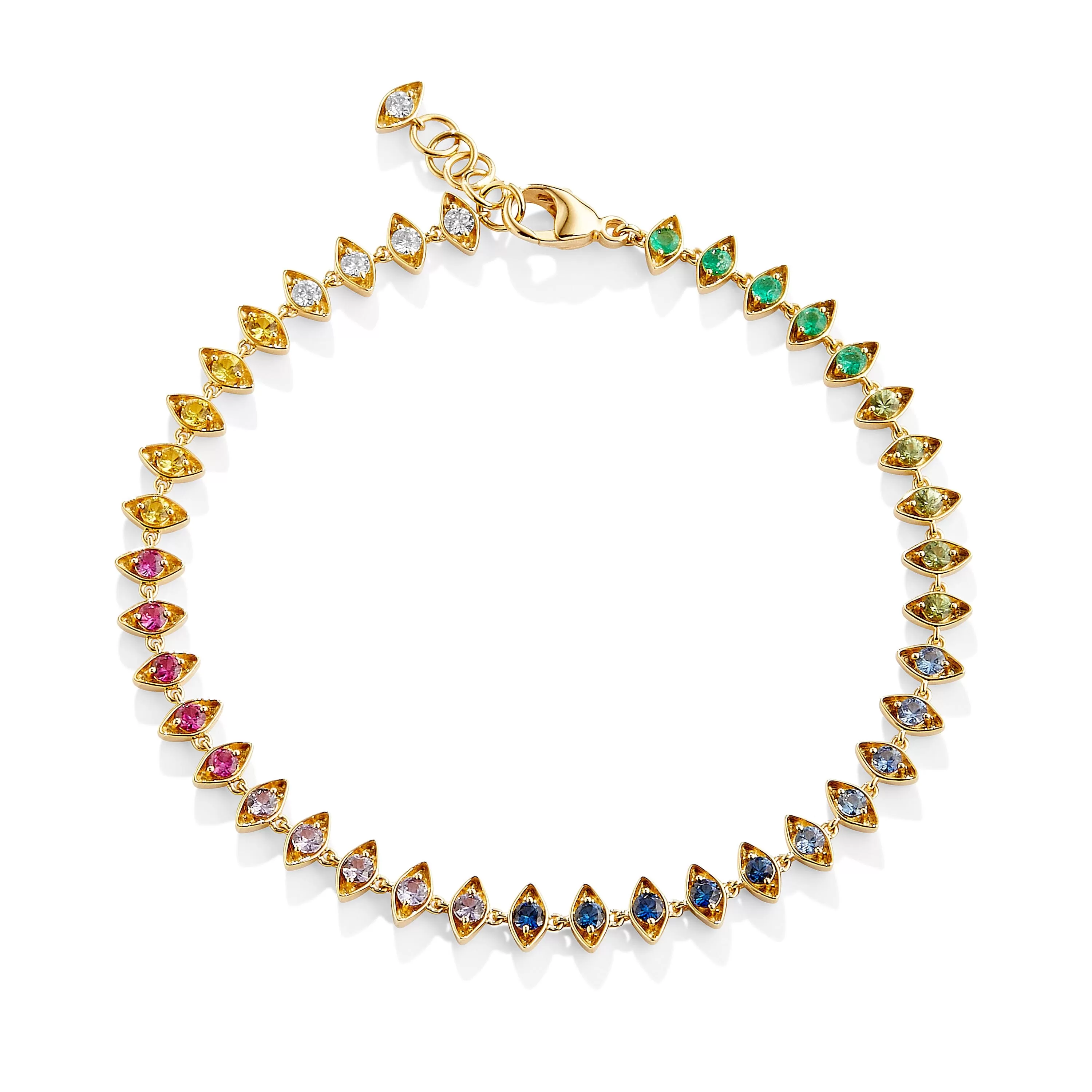 Chakra Multi Gem Evil Eye Bracelet