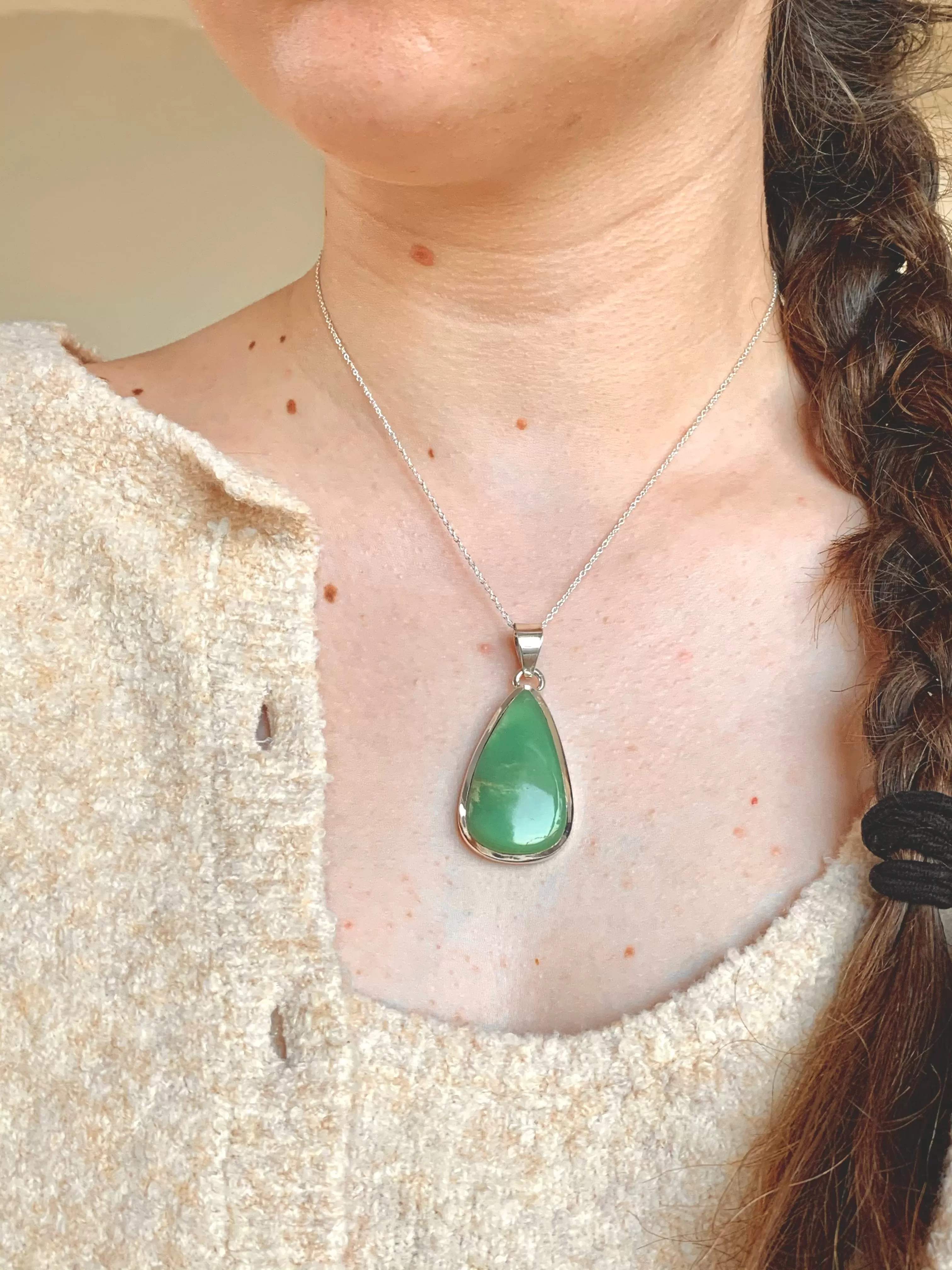 Chrysoprase Naevia Pendant - Reg. Teardrop