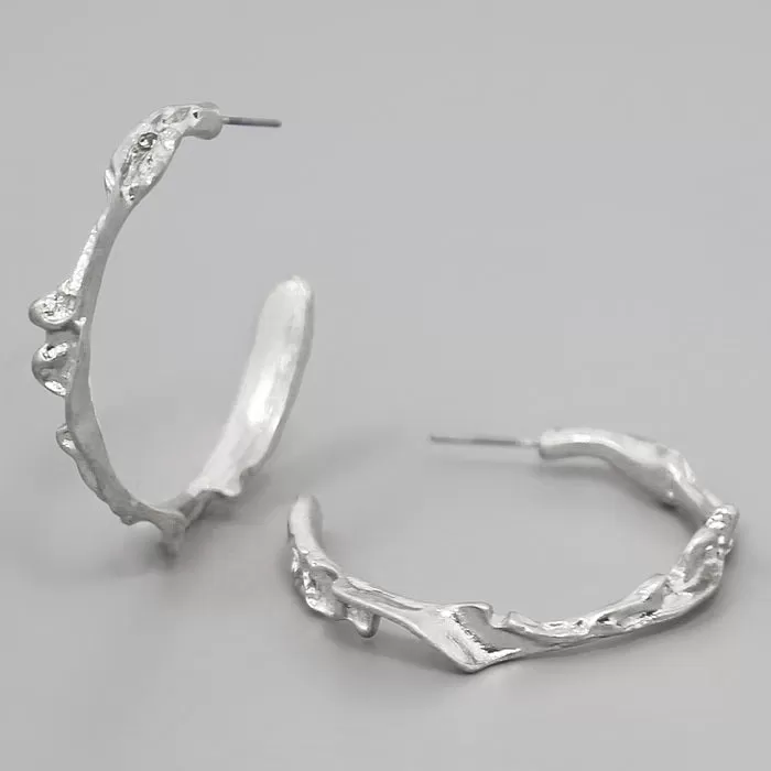 Crumpled Metal Hoop Earrings