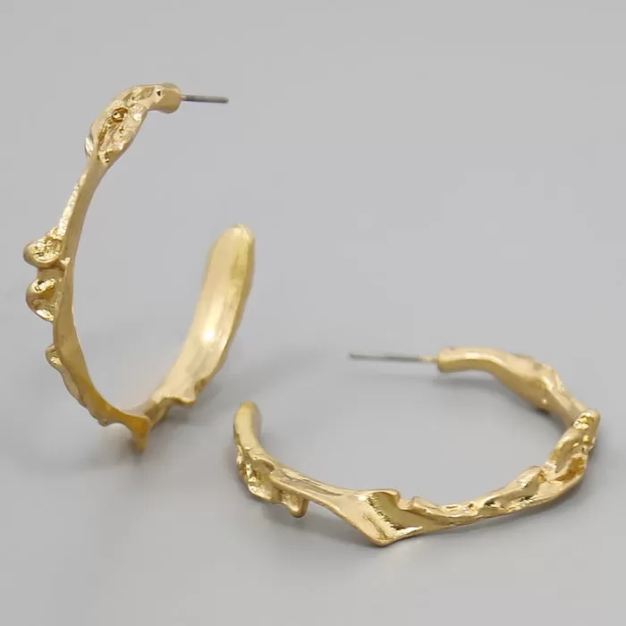 Crumpled Metal Hoop Earrings