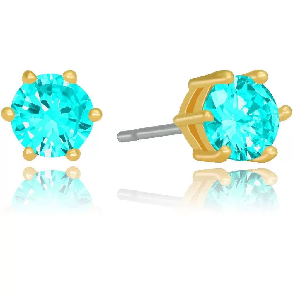 Cubic Zirconia Circle Birthstone Stud Earrings