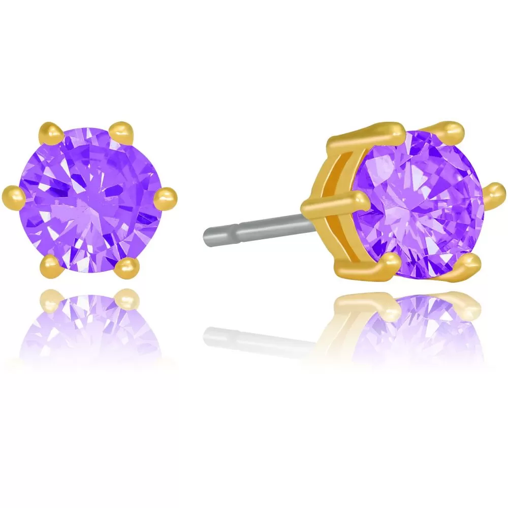 Cubic Zirconia Circle Birthstone Stud Earrings