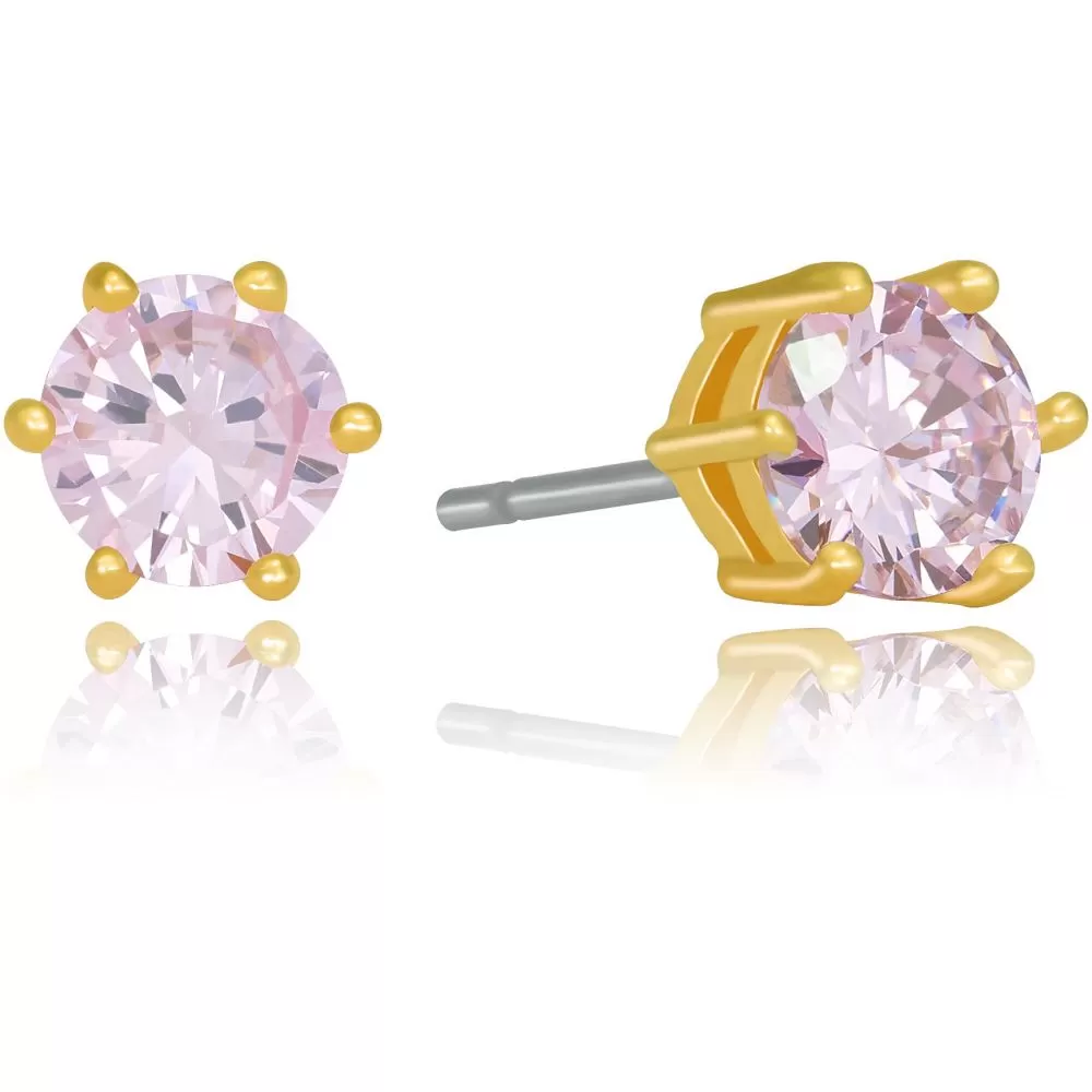 Cubic Zirconia Circle Birthstone Stud Earrings