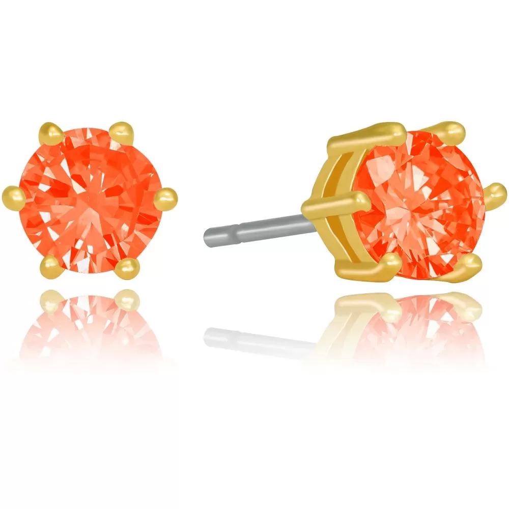 Cubic Zirconia Circle Birthstone Stud Earrings