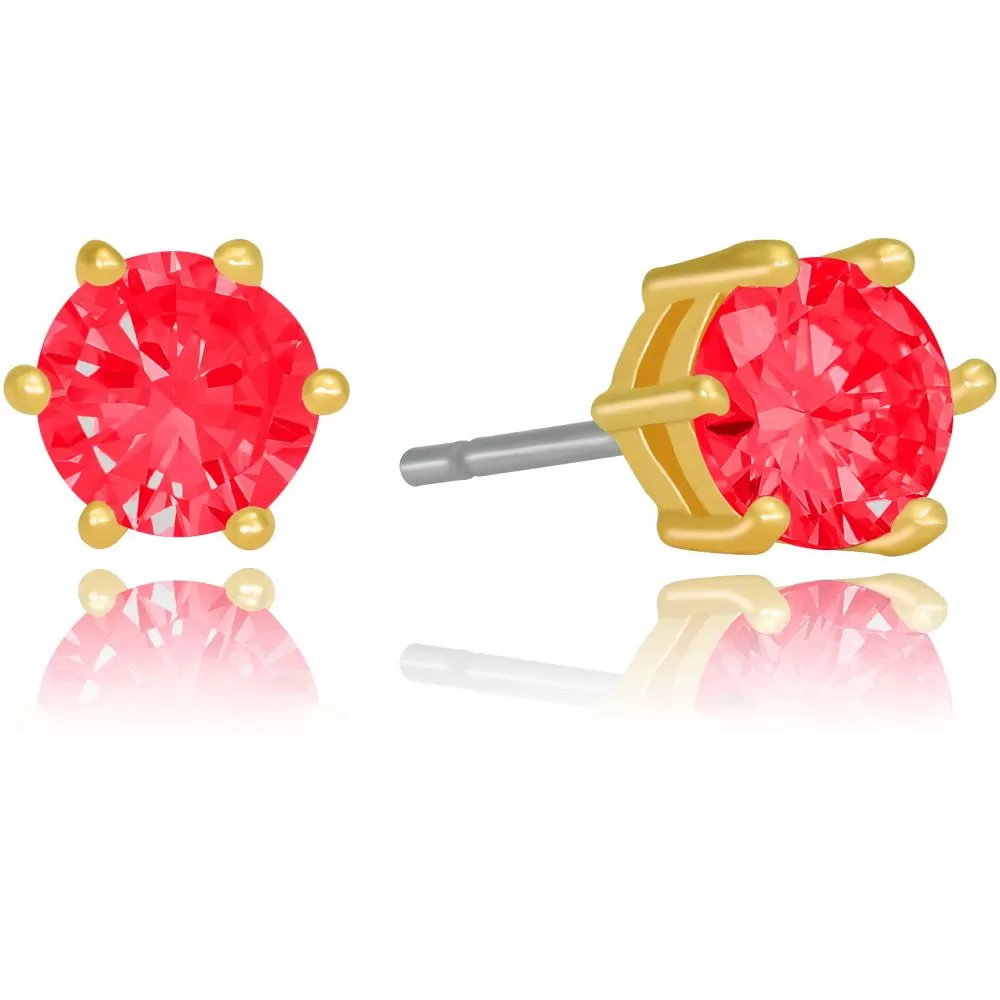 Cubic Zirconia Circle Birthstone Stud Earrings