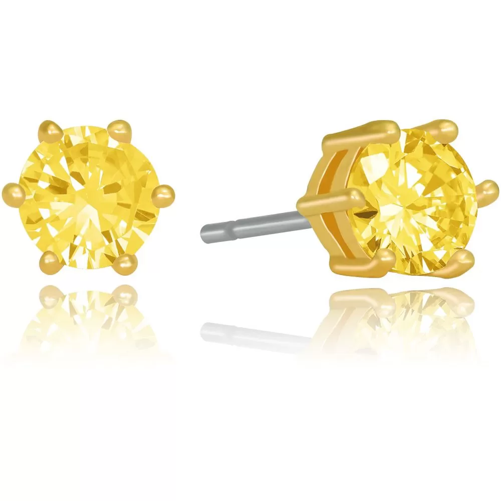 Cubic Zirconia Circle Birthstone Stud Earrings