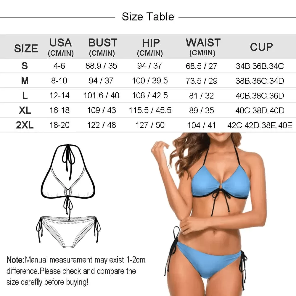 Custom Face Tropical Tree Couple Matching Swimsuit Women's Two-Piece Triangle Bikini Bathing Suit Men's Swim Shorts