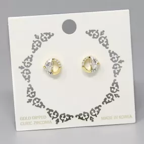 CZ Pave Gold Dipped Stud Earrings