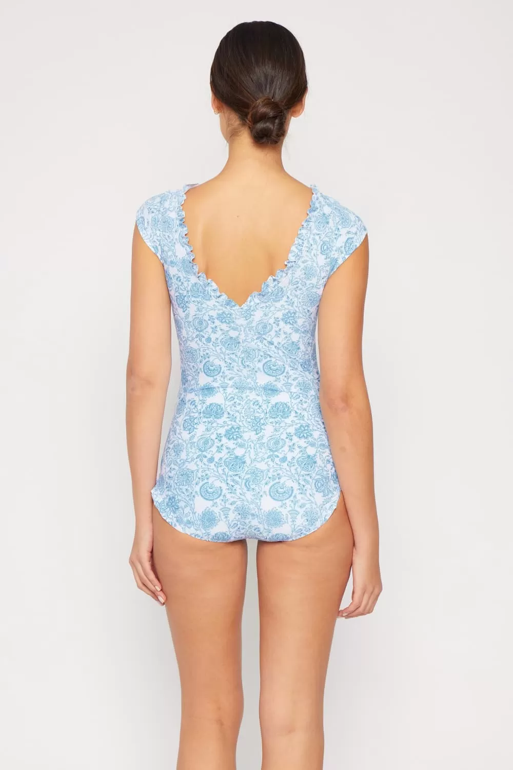 Damen Marina West Swim Bring Me Flowers Einteiliger Badeanzug mit V-Ausschnitt in Distelblau, Mutter-Tochter-Bademode